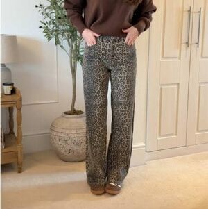 Scotch & Soda Leopard Print Wide Leg Jeans